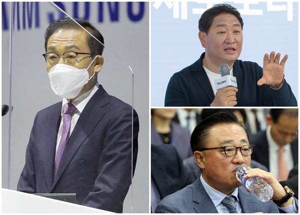 왼쪽부터 시계방향으로 김기남 삼성전자 종합기술원 회장, 한종희 DX부문장 부회장, 고동진 IM부문장 사장.