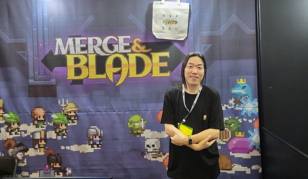하성석 매직큐브 대표는 이달 25~27일 ‘부산인디커넥트 페스티벌 2023’에 참가해 ‘머지앤블레이드’를 시연했다. 사진/박재석 기자.