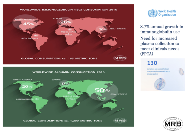 글로벌 시장의 면역글로불린과 알부민 소비 비중 그래프. 사진/GBC 2024 세부 페이지 캡처