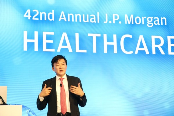 존림 삼성바이오로직스 대표의 2024 JPMHC 발표 모습. 사진/삼성바이오로직스