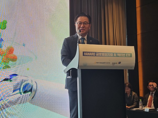 길정섭 NH-Amundi자산운용 대표이사가 기자간담회에서 인사말을 하고 있다. 사진/박윤식 기자