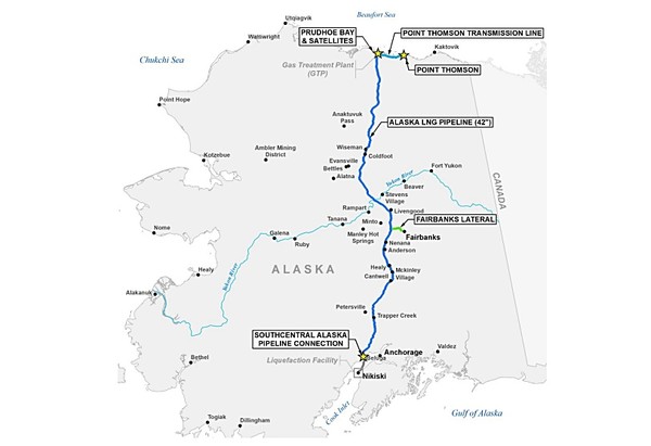 알래스카 LNG 프로제특 사업 경로.