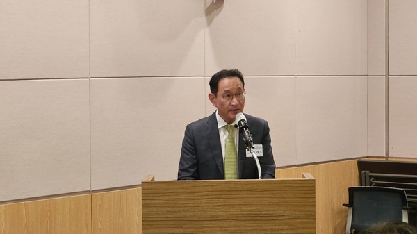 김태우 하나자산운용 대표이사가 26일 '1Q 샤오미밸류체인액티브' ETF 상장 기자간담회에서 인사말을 하고 있다. 사진/박윤식 기자