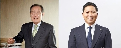 윤동한 콜마홀딩스 회장(왼쪽)과 윤상현 부회장(오른쪽). 사진/연합뉴스