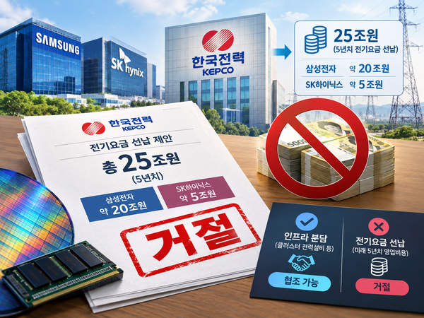 삼성전자·SK하이닉스, 한전 '전기료 25조 선납' 결국 거절 < 전력 < 에너지 < 기사본문 - 중소기업신문