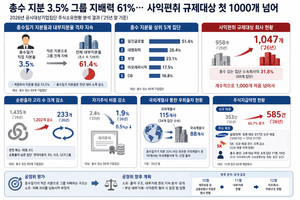 총수 지분은 3.5% 그룹 지배력은 61%...사익편취 규제대상 첫 1000개 넘어 - 뉴스 썸네일 이미지